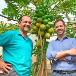 Felipe Molina y Daniel Fernández posan delante de un papayero | Foto: Sergio Méndez