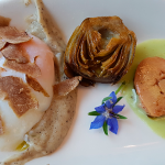 Huevos a baja temperatura, alcachofa y foie | Foto: J.L.C.