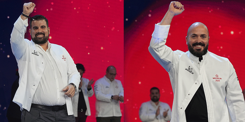 José Luis Espino y Víctor Suárez, en la última Gala Michelin, en la que recibieron su primera estrella 